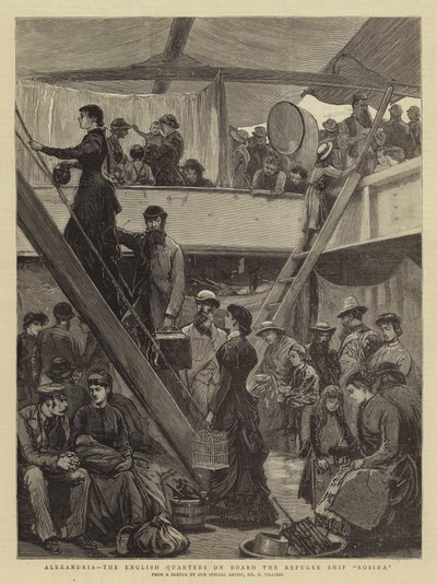 Alexandria, the English Quarters on Board the Refugee Ship Rosina by Frederic Villiers